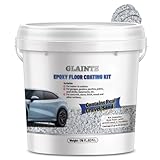 GLAINTE Upgrade Epoxy Concrete & Garage Floor Paint Coverage of 45 SQ.FT, Marble Effect Floor Coating Kit for Interior/Exterior - Contains Real Sand