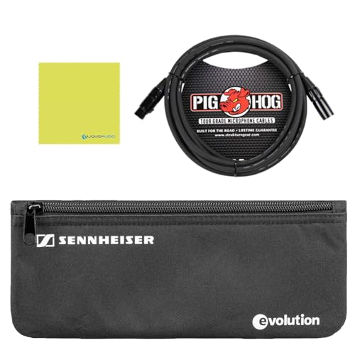 Liquid Audio Sennheiser E 906 Supercardioid Dynamic Instrument Microphone Bundle w/Pig Hog PHM10 8mm Mic Cable Polishing Cloth