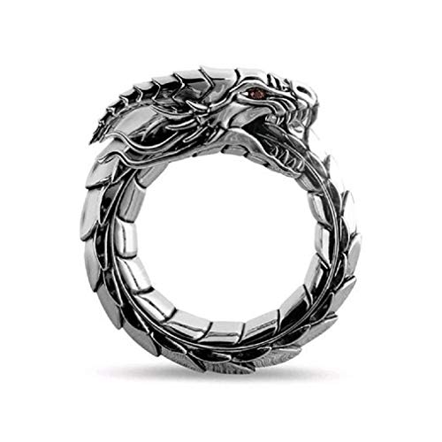 PikaLF Anillo de dragón para hombres, anillo de cabeza de dragón vikingo nórdico, anillo amuleto tótem dragón vintage, anillo de motociclista hip-hop, NO, Sin piedras preciosas
