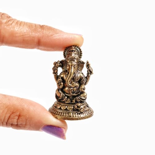 Image of The Spiritual Living Small Ganesha Idol Pocket Size | 1 Inch | Small Ganpati Murti for Home Temple | Office & Car Dashboard | God Idol | Ganesh | Temple | Miniature | गणपति बप्पा मोरया |