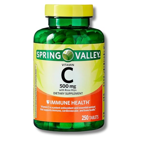 Spring Valley Vitamin C 500mg with Rose HIPS Tablets Dietary Supplement, Antioxidant Protection, 250 Tablets (Pack of 1)
