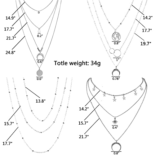 RINHOO FRIENDSHIP 4-6Pcs Multiple Layered Necklaces for Women Choker Necklace with Moon Star Coin Gold Sliver Chain Necklace Jewelry for Women2