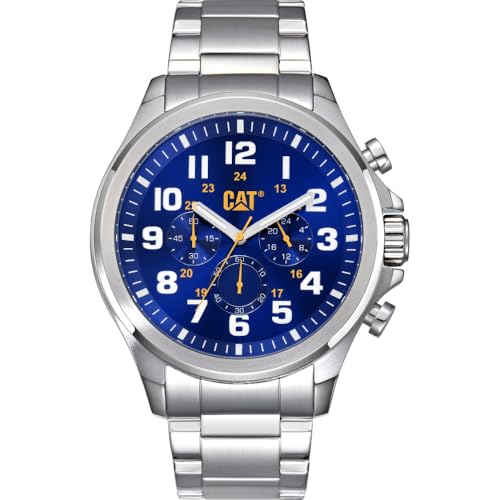 El Mejor Listado de Caterpillar Relojes disponible en línea para comprar. 46 CAT Reloj para Hombre, Analógico, Brazalete de Acero Plata, Movimiento de Cuarzo, Resistente al Agua 100M, Clásico, Redondo, Batería