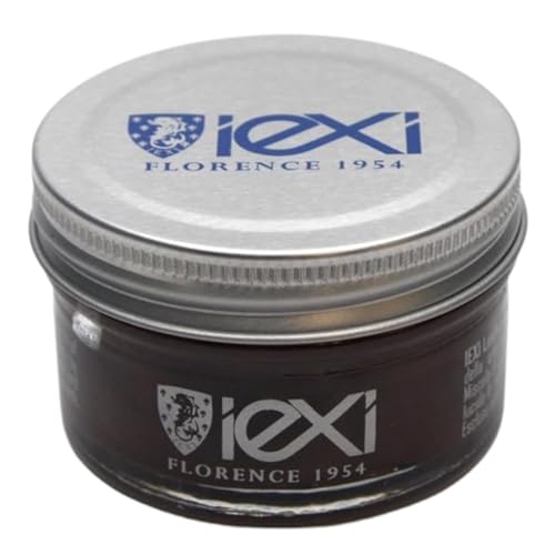 IEXI Crema brillante para zapatos de piel, fabricada en Italia, crema de cuero, 50 ml, cromatina nutritiva y revitalizante, crema para abrillantar, nutrir y mantener suave la piel, marrón