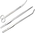 FEITA Ensemble de pinces à eau en acier inoxydable long Courbé & Kit d'outils d'entretien de pinces à eau d'aquarium (3 Pcs)