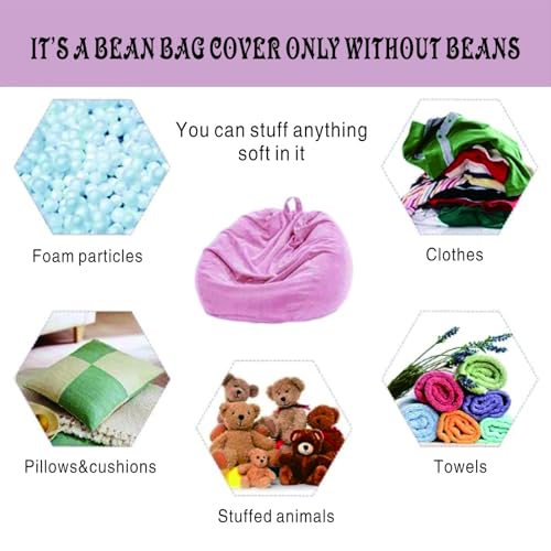 Bean Bag Chair Cover (No Filler), 3ft Fluffy Washable Large Bean Bag Chairs Cover for Adults for Living Room Bedroom Furniture - Image 5