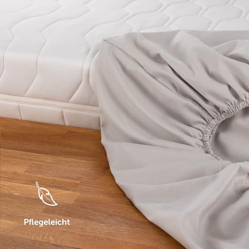 Blumtal® Spannbettlaken 200x200x30cm aus Microfaser - Oekotex zertifiziertes Bettlaken Spannbettlaken in Moonlight Grey - Grau – Ansicht 5