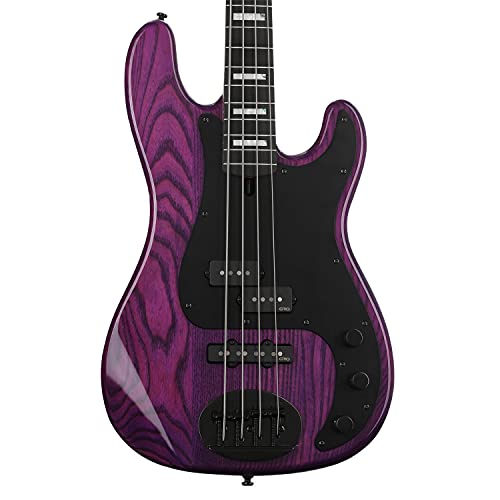 Clutch Lakland Skyline 44-64 GZ Bass Guitar – Translucent Purple, Lakland Hollowbody 30 Hardshell Bundle