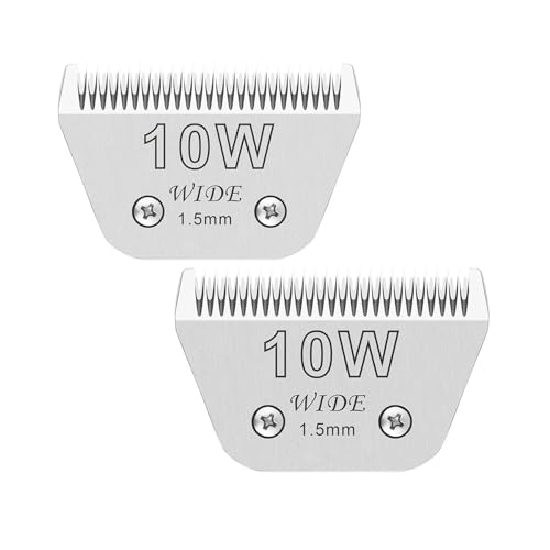 10 W breite Klingen für Hundepflegeklingen, kompatibel mit Andis, Oster A5, Wahl km10 Hundeschermaschinen, Größe # 10 W, 1/16 Zoll Schnittlänge (1,5 mm) (2 Stück #10W)