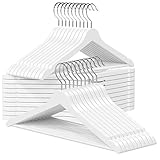 OGIVO Kleiderbügel Holz 30 Stück - Made in EU - Holzbügel weiß für Ihren Garderobe - Haken um 360° drehbar - Einkerbungen im Schulterbereich - Hangers Clothes