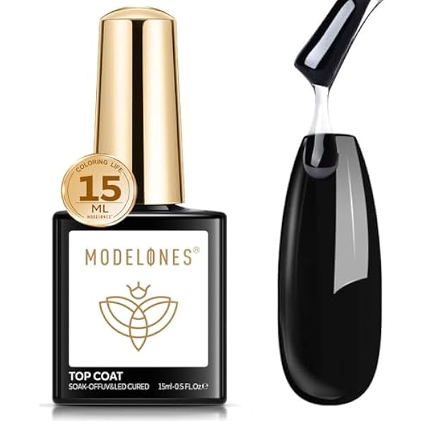 Modelones Top Coat Semi Permanent 15ML No Wipe Top Coat półtrwały żelowy lakier do paznokci UV LED Ultra Gloss Finish Długotrwały