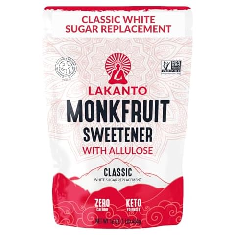 Lakanto Classic Monk Fruit Sweetener With Allulose, White Sugar Substitute From Monk Fruit Extract for Baking, Coffee & Tea, Gluten Free, Zero Calorie, Low Carb, Non GMO, Keto, Classic White (1 lb) Cover