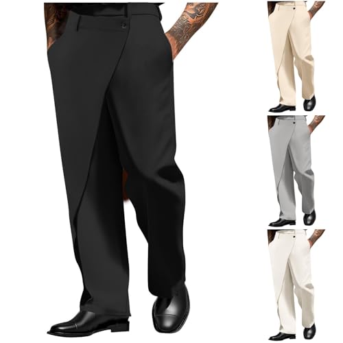 Cambkatl Men's Irregular Dress Pants Straight Leg Business Casual Outdoor Formal Work Trousers Suit Pants with Pockets2