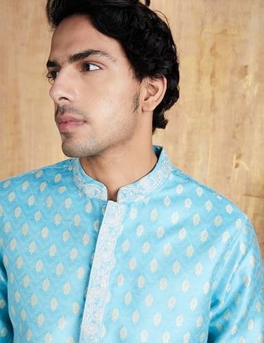 Image of Amazon Brand - Symbol Men Festive Long Kurta & Pyjama Set (2pcs)