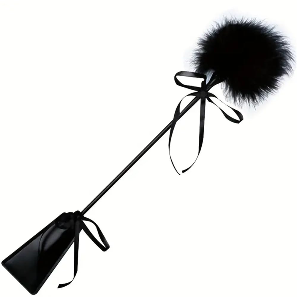 1 plume noire, raquette en cuir, fouet en cuir artificiel, adapté aux jeux de rôle adultes