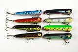 Akuna Pack of 8 Splash Attack Series 3.4 inch Topwater Popper Fishing Lure [BP 8FLA75]
