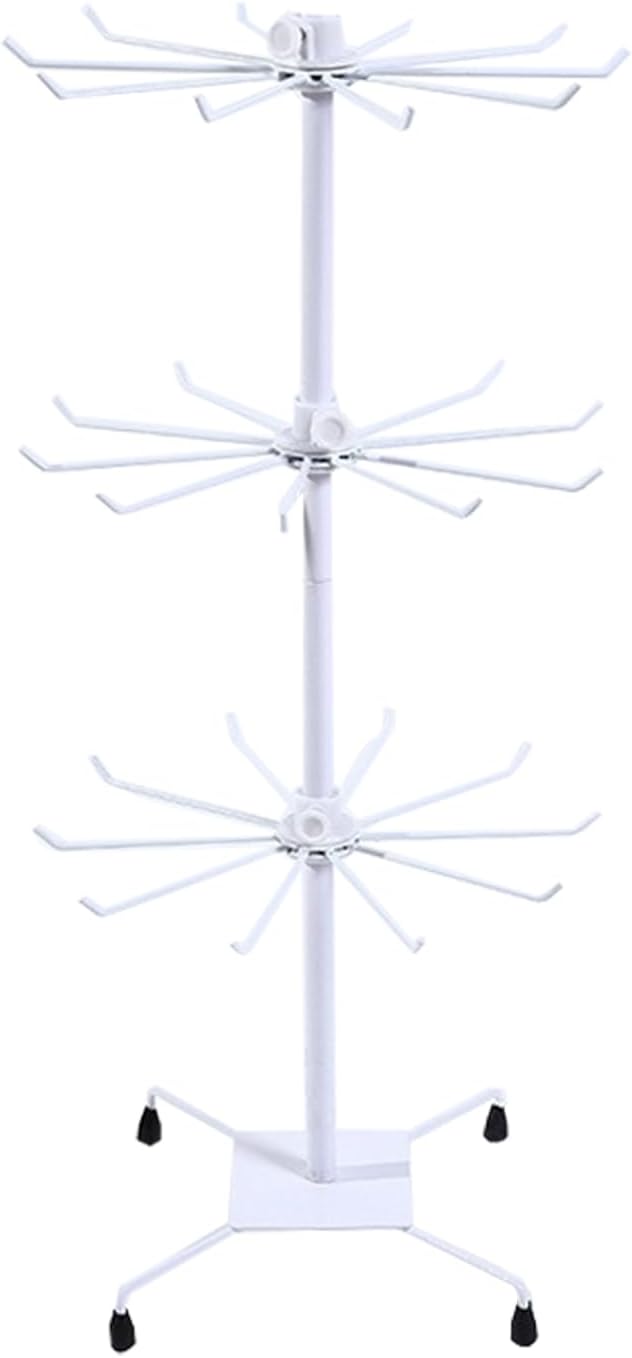 Sales Stand Multifunctional Rotating Shelf Metal Display Shelf Vertical Shelves for Retail Shops and Supermarkets for Hats Jewellery Accessories etc. White 3 Layers