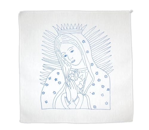 Mexican Napkins with Virgen de Guadalupe embroidery drawing