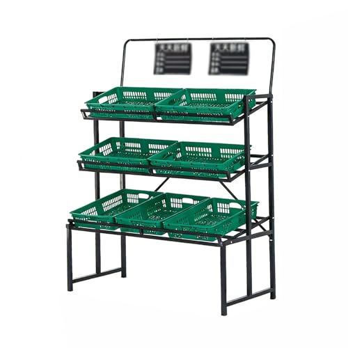 JDPYURV Estantería Profesional Para Frutas Y Verduras De 3 Niveles Con 7 Contenedores, Expositor Comercial Resistente Para Supermercados Y Tiendas(F)
