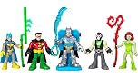 Fisher-Price Imaginext DC Super Friends Batman Battle Multipack figure set of 5 characters with lights and accessories for kids ages 3 and up, HGX97