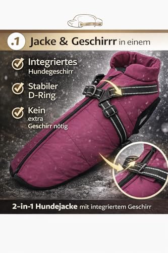 Hundejacke Winterweste Jacken Hundemantel Hundepullover Haustier Skifahren Kostüm Ärmellose Baumwolle Gepolsterte Weste Mit Brustgurt Gurt (Lila, M)