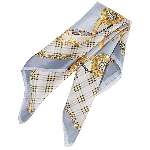 シルク 100% 捺染 手巻き スカーフ 52&times;52cm 正方形