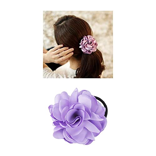 8 Pack Colorful Handmade Flower Hair Bow Elastics Hair Ties Stretchy Rubber Hairband Slim Headband Scrunchies Ponytail Holder Ring Loop For Women Girl #TOP5