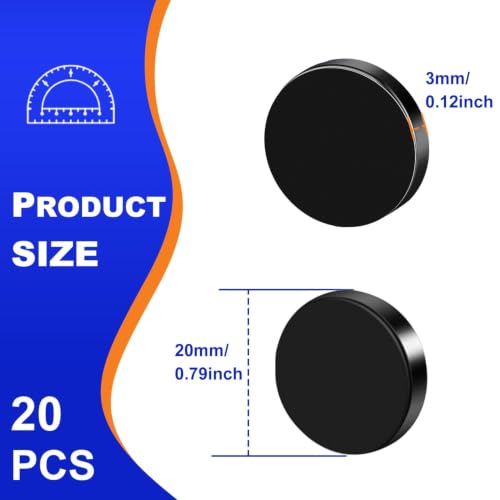 Image of 20Pcs Small Magnets, 20x3mm Rare Earth Magnet Black | Small Strong Magnets for Crafts, DIY, Whiteboard, Kitchen