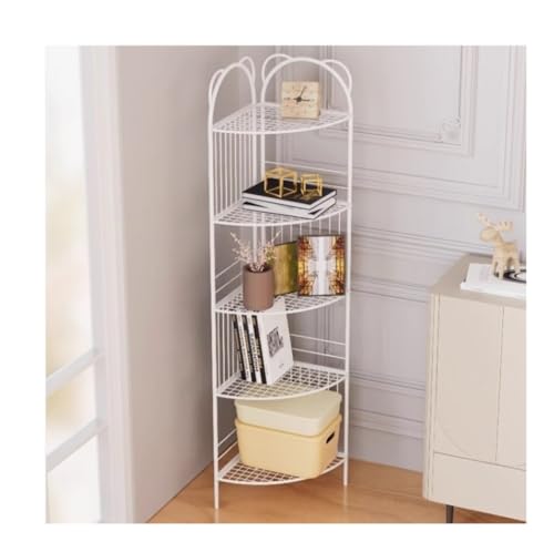 Estantes de esquina de metal con soporte de almacenamiento para libros y plantas