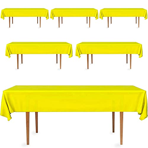 DecorRack 6 Rectangular Tablecloths BPA-Free Plastic, 54 x 108 inch, Dining Table Cloth, Rectangle Table Cover for Parties, Picnic, Camping and Outdoor, Disposable or Reusable, Yellow (6 Pack) by DecorRack - Used condition - Image 2