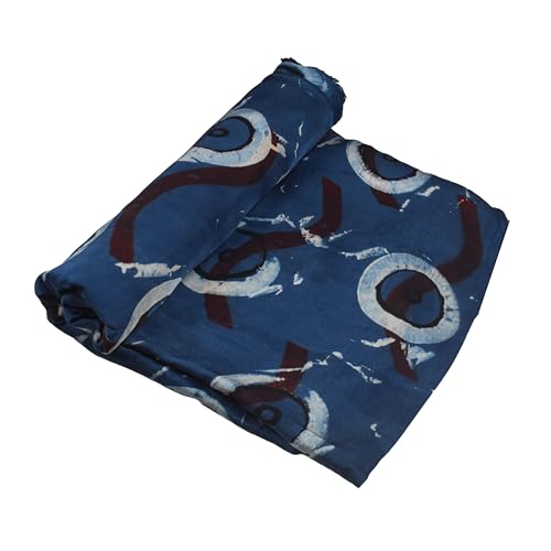 Image of Ethnics of Kutch Womens's Ajrakh Modal Silk Natural Dye Hand Block Print Unstitched Kurta Fabric