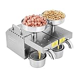 LYNICESHOP Double Head Oil Press Machine, Oil Press Machine Stainless Steel Automatic Oil Extractor Oil Presser Kitchen Oil Presser Pressing Mill Maker Machine with Intelligent Control