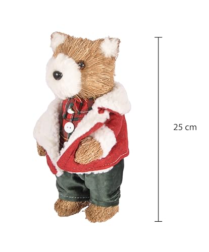 Ciao Christmas Teddy Bear Male (25cm) puppet decoration in natural material and fabric, red, 25 cm - Image 4