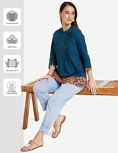 Image of Amazon Brand - Myx Women Cotton Regular Fit Casual Kurti (Available in Plus Sizes)