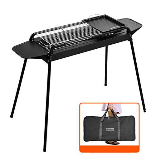 JLDN Charcoal Grill Barbecue Grill Portable, Kabab Grills Stainless Steel Camping Grill Folding Tabletop Grill with Carry Bag for Camping Backyard Party,A