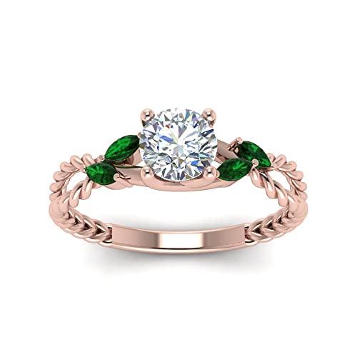 Image of Choose Your Gemstone Braided Diamond CZ Engagement Ring Rose Gold Plated Round Shape Split Shank Engagement Ring Matching Jewelry Wedding Jewelry Easy to Wear Gifts US Size 4 to 12