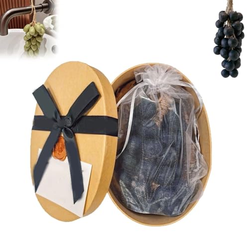 Jabón de racimo de uvas en cuerda: jabón artesanal con forma de uva y aroma a frutas y jazmín, para manos y cuerpo. Decoración única para el baño y regalo para mujeres o para ocasiones (Negro)