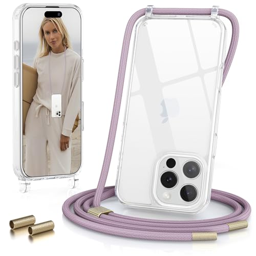 GOODVISH Handykette für iPhone 16 Hülle mit Band | Kameraschutz und Bildschirmschutz | | Necklace Handyhülle mit Schnur Schutzhülle für zum Umhängen | Transparent Case mit Kordel