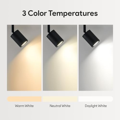 VONLUCE 4 Light Track Light Fixture, LED Track Lighting Kit with Rotatable Track Heads, 3-Color GU10 Bulbs Included, Modern Ceiling Spotlight for Kitchen Office Closet Studio Bedroom, Black