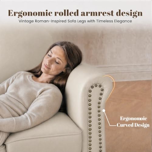 Image of Faux Leather 2 Chair with Rolled Arms,Cream