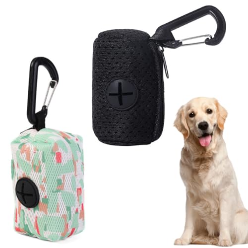 JYNXOR 2 Pezzi Porta Sacchetti per Cacca di Cane, Dispenser Con Cerniera per Cacca e Rifiuti di Animali Domestici,Dispenser di Rifiuti per Animali Domestici per Guinzaglio,Universale con Gancio