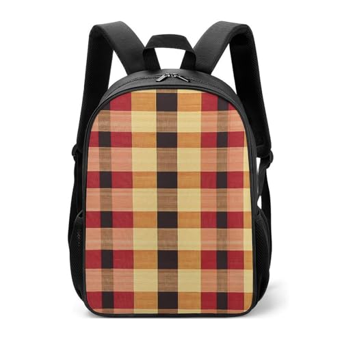 Red Plaid Checkered Travel Backpack Casual Daypack Shoulder Bag with Adjustable Shoulder Straps for Hiking