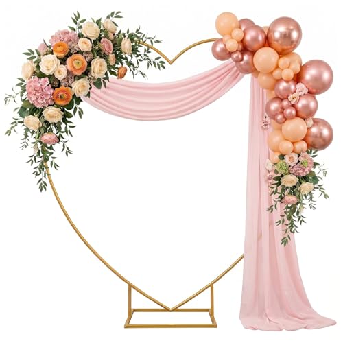 Arttown 6.6 FT Heart Arch Stand Gold Heart Shaped Wedding Arch Frame Wedding Arch Photo Backdrop Stand Suitable for Proposal Wedding Valentines Day Bridal Birthday Party Decorations