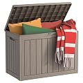 EasyUp Outdoor Storage Box, Waterproof Resin Deck Box, Reinforced Stability UV-Resistant for Patio, Garden and Poolside (Striped Beige, 45 Gallons)