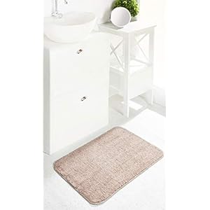 Amazon Brand - Solimo Microfibre Anti Slip Bathmat, (Beige and Brown, 40 x 60cm) Pack of 2