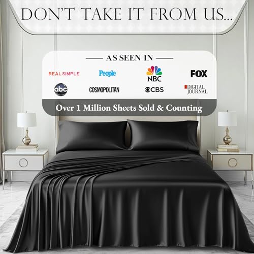 Image of DECOLURE Satin Sheets Queen Size | Softer Than Silk | Luxury 4 Pc Bed Set