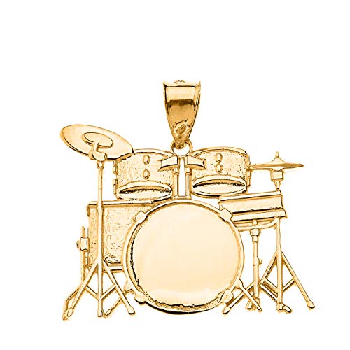 Certified 10k Gold Miniature Drum Set Music Charm Pendant