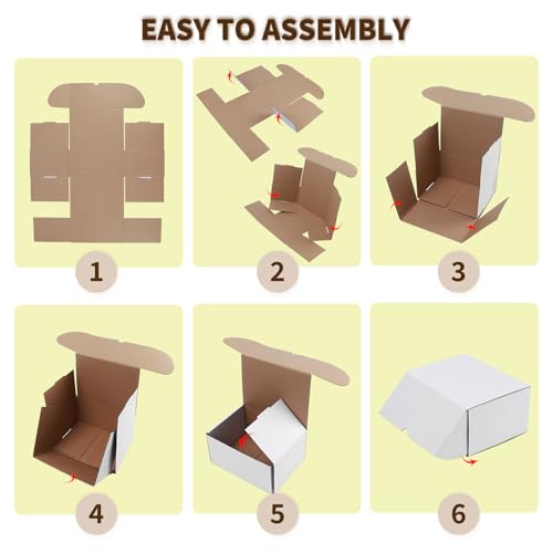 Image of WIFTREY 50 Pack 6x4x4 Small Shipping Boxes, White Corrugated Cardboard Boxes 6 x 4 x 4 for Packaging Small Business, Mailing, Shipping