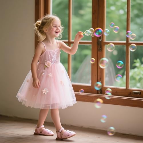 Image of Girls Dress Sandals Comfy Hook and Loop Summer Shoes for Toddlers
