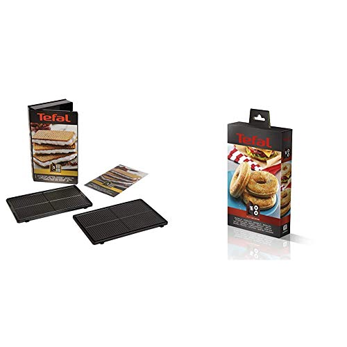 Tefal XA800512 Snack Collection Coffret de Plaque pour Gaufrette avec Livre de Recettes 4,4 x 15,5 x 24,2 cm + XA801612 Snack Collection Pl Bagels Eu...